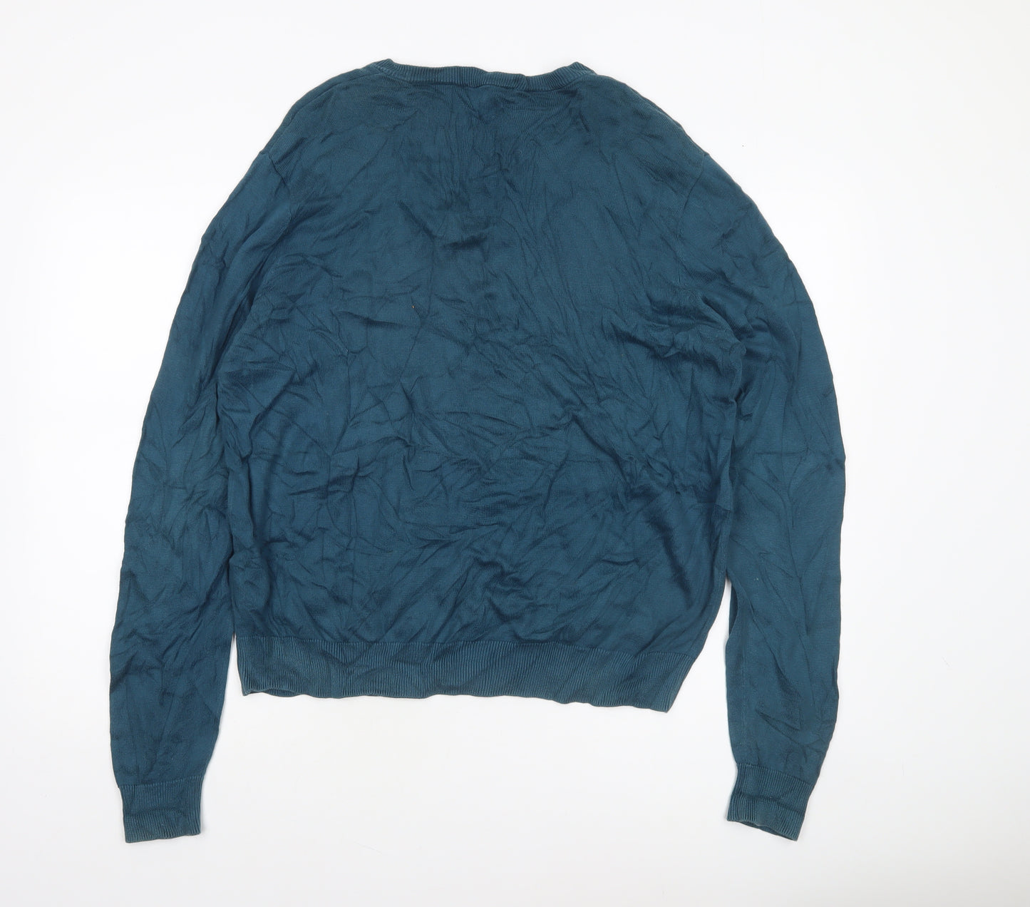 Lyle & Scott Men's Blue 2XL V-Neck Cotton Jumper