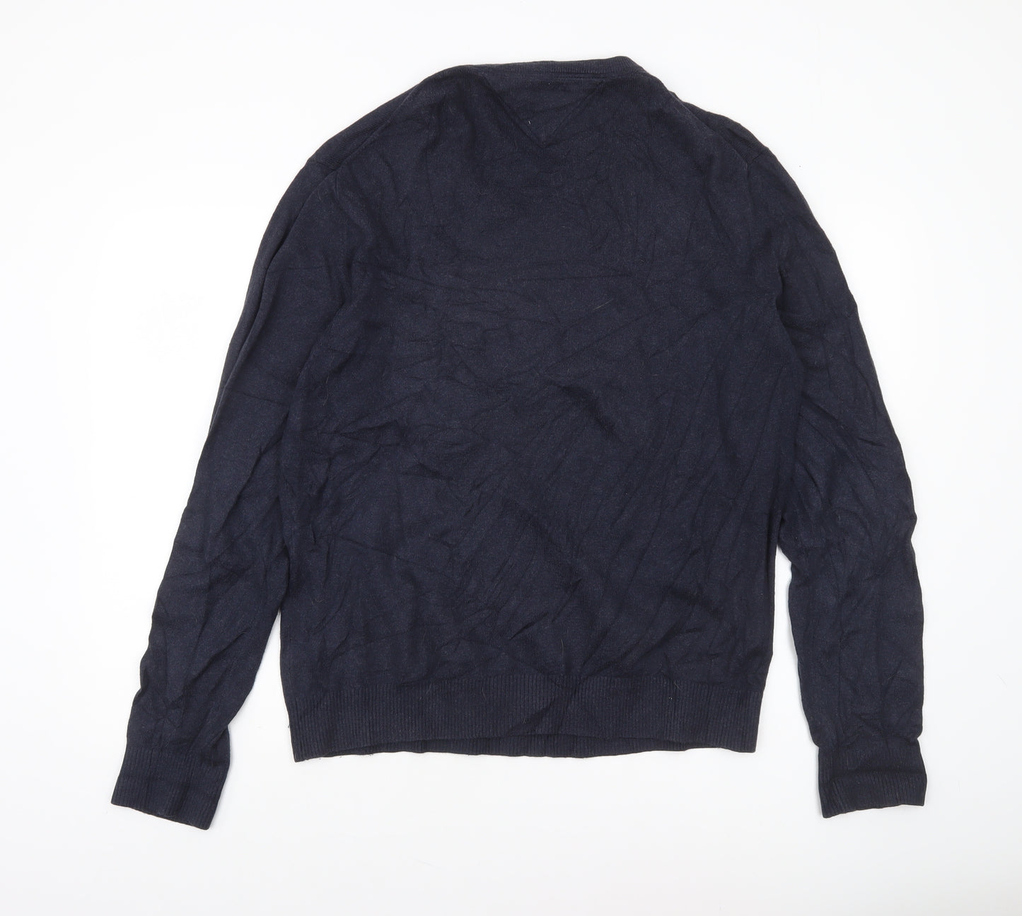 Tommy Hilfiger Men's Blue XL V-Neck Cotton Cashmere Jumper