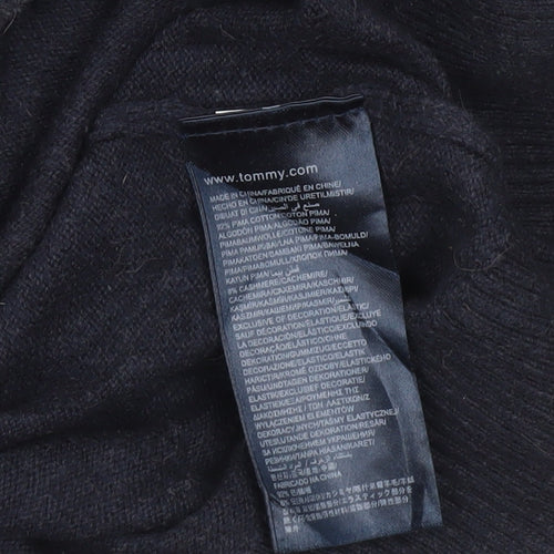 Tommy Hilfiger Men's Blue XL V-Neck Cotton Cashmere Jumper