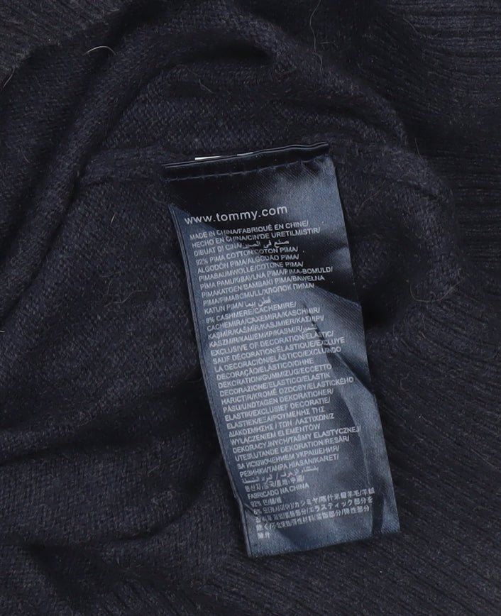 Tommy Hilfiger Men's Blue XL V-Neck Cotton Cashmere Jumper