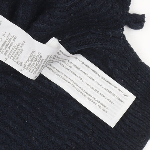Abercrombie & Fitch Women's Black Cable-Knit Hooded Jumper Size M