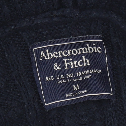 Abercrombie & Fitch Women's Black Cable-Knit Hooded Jumper Size M