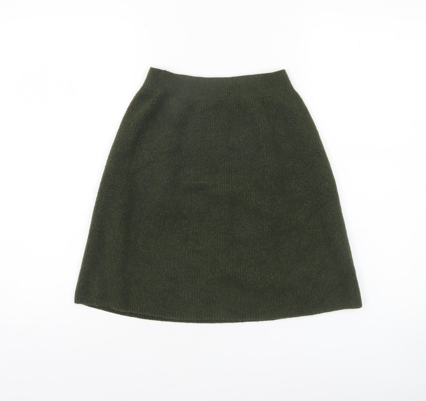 UNIQLO Womens Green A-Line Knit Skirt XS Wool Blend