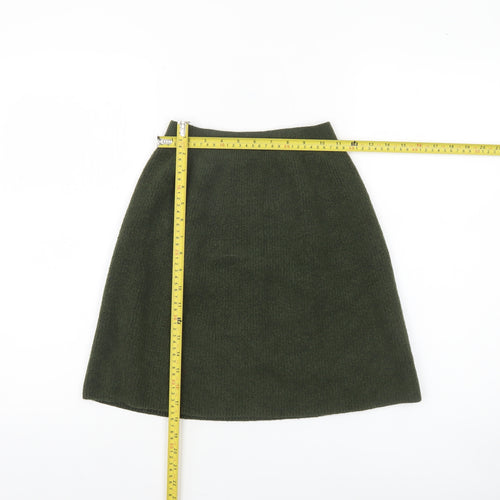 UNIQLO Womens Green A-Line Knit Skirt XS Wool Blend