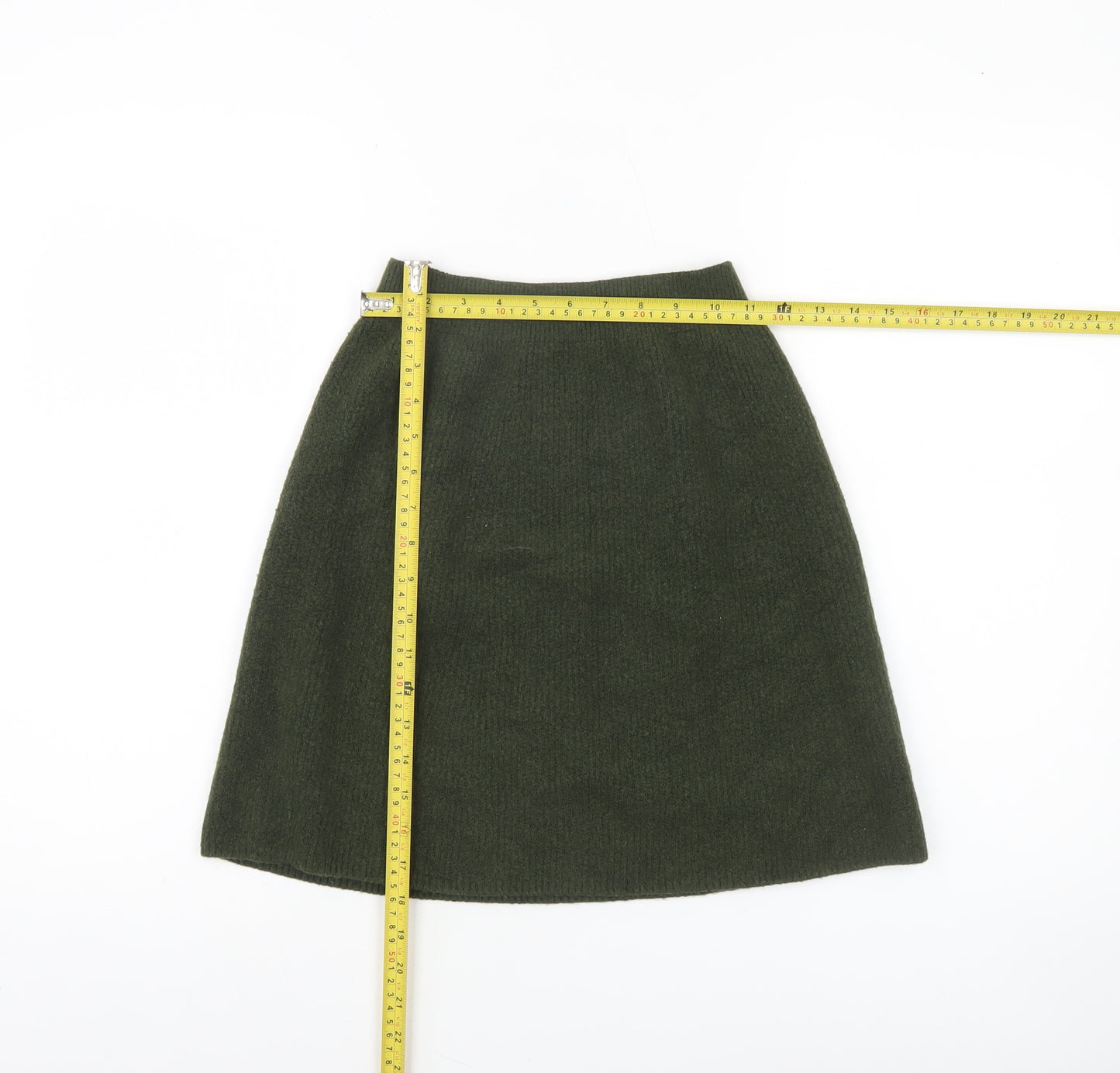 UNIQLO Womens Green A-Line Knit Skirt XS Wool Blend