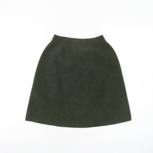 UNIQLO Womens Green A-Line Knit Skirt XS Wool Blend