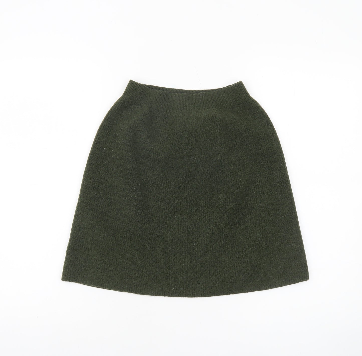 UNIQLO Womens Green A-Line Knit Skirt XS Wool Blend