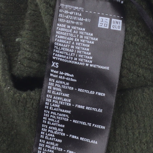 UNIQLO Womens Green A-Line Knit Skirt XS Wool Blend