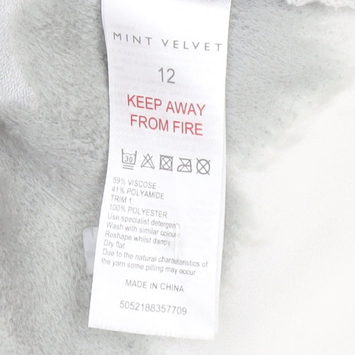 Mint Velvet Womens Grey Size 12 Round Neck Lace Trim Jumper
