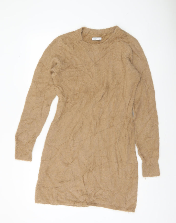 Hollister Women's Beige L Crew Neck Long Sleeve Pullover Jumper
