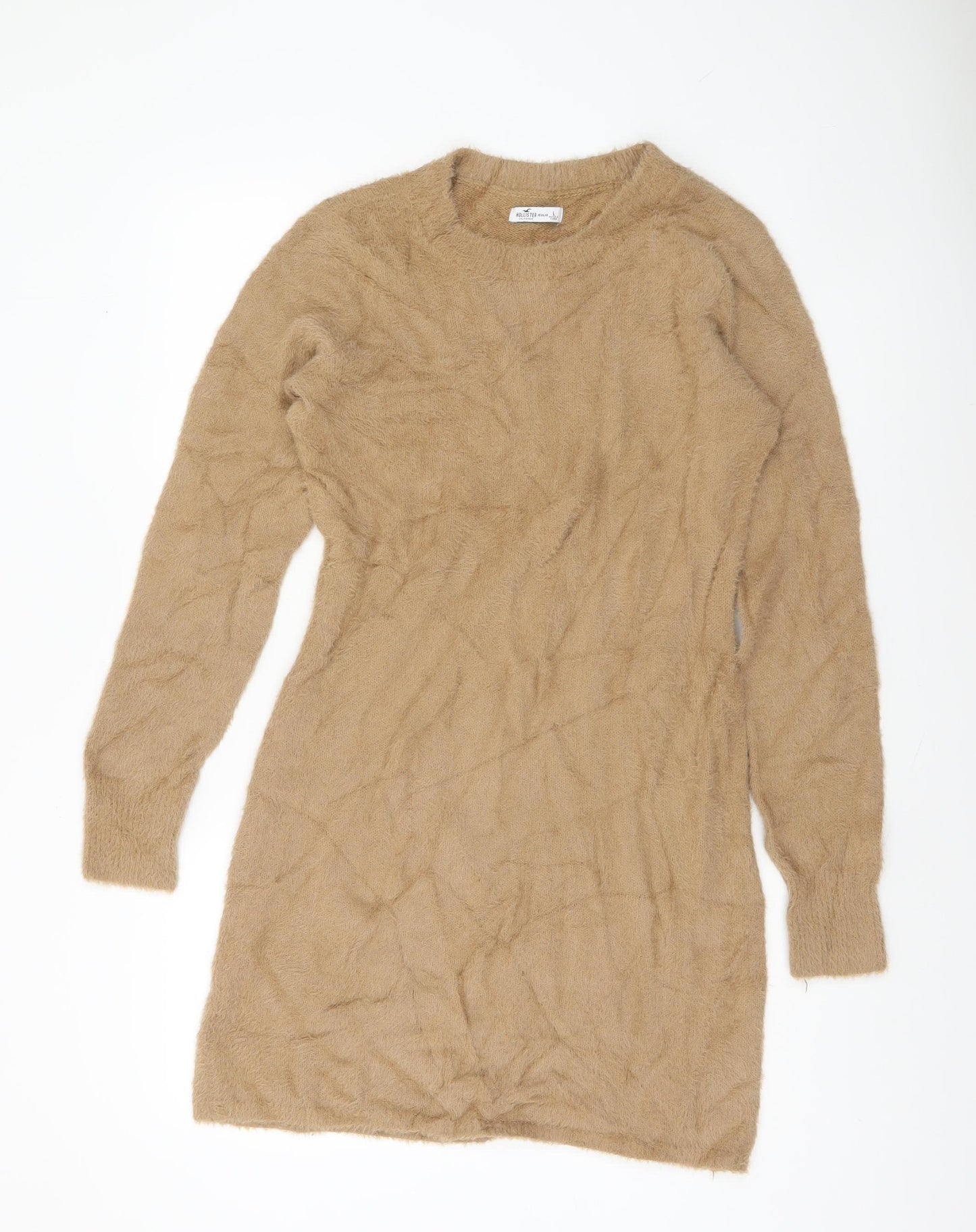 Hollister Women's Beige L Crew Neck Long Sleeve Pullover Jumper