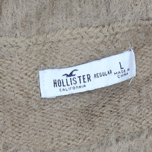 Hollister Women's Beige L Crew Neck Long Sleeve Pullover Jumper