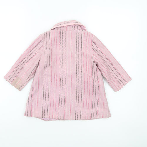 ELLE Girls Pink Striped Wool Blend Coat 12 Months Lined Button Classic Style