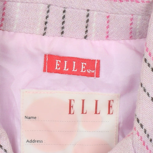 ELLE Girls Pink Striped Wool Blend Coat 12 Months Lined Button Classic Style
