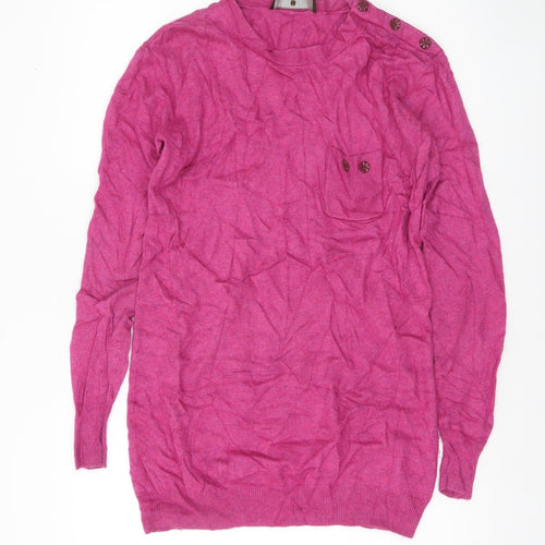 Fenn Wright Manson Women’s Pink Angora Cashmere Blend Button Pullover Jumper Size 8