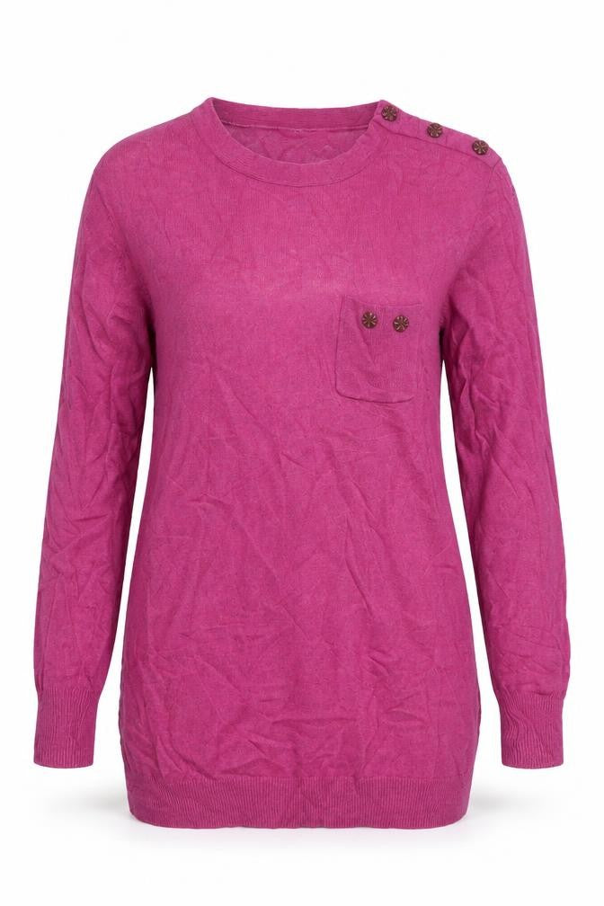 Front view of Fenn Wright Manson Women’s Pink Angora Cashmere Blend Button jumper, size UK 8