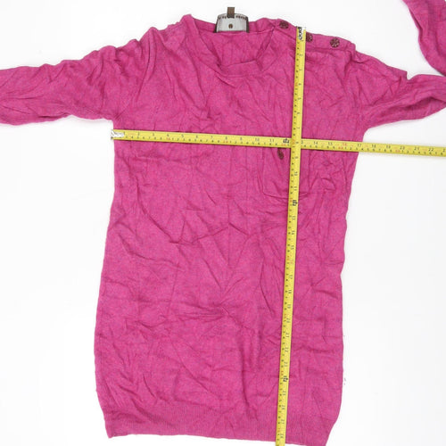 Fenn Wright Manson Women’s Pink Angora Cashmere Blend Button Pullover Jumper Size 8