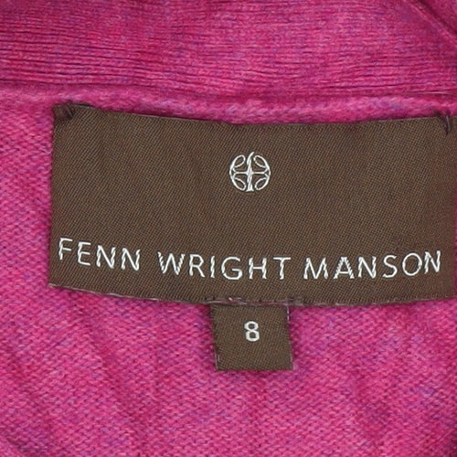 Fenn Wright Manson Women’s Pink Angora Cashmere Blend Button Pullover Jumper Size 8