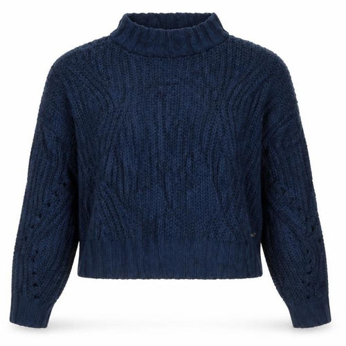 Hollister Women’s Blue Chunky-Knit Mock Neck Pullover Jumper XS