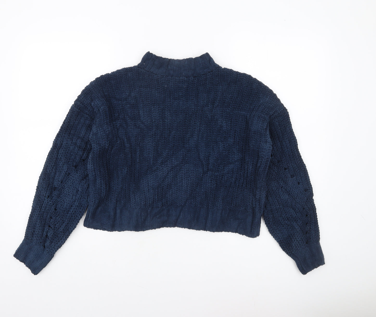 Hollister Women’s Blue Chunky-Knit Mock Neck Pullover Jumper XS
