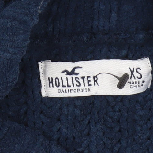 Hollister Women’s Blue Chunky-Knit Mock Neck Pullover Jumper XS
