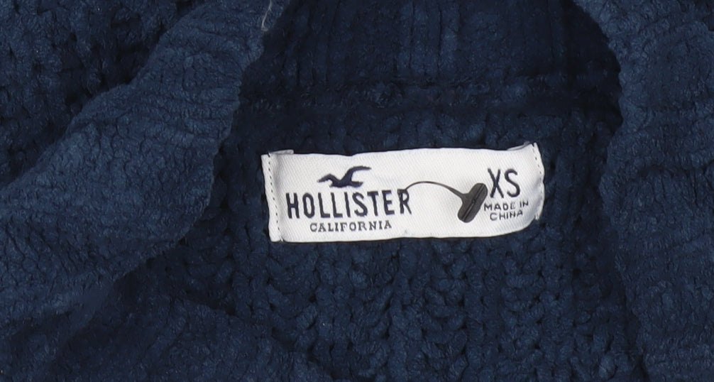 Hollister Women’s Blue Chunky-Knit Mock Neck Pullover Jumper XS
