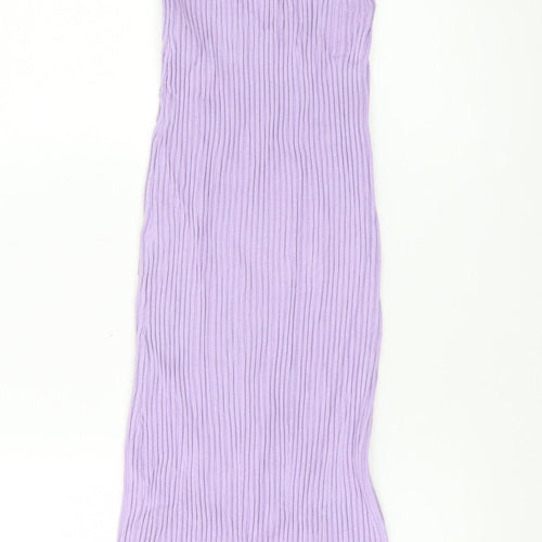 Zara Women Purple Ribbed Bodycon Midi Dress Size 12