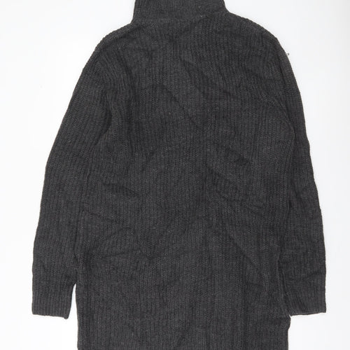 Brave Soul Women’s Grey L Long Sleeve Tunic Jumper 1/2 Zip Knit