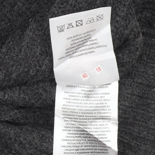 Brave Soul Women’s Grey L Long Sleeve Tunic Jumper 1/2 Zip Knit