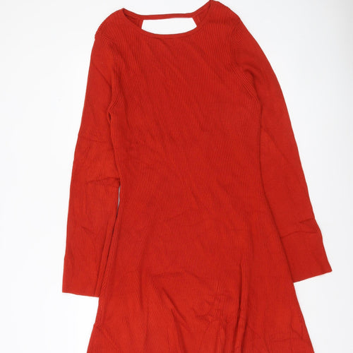 ASOS DESIGN Women’s Red A-Line Knit Mini Dress Size 18 Long Sleeve