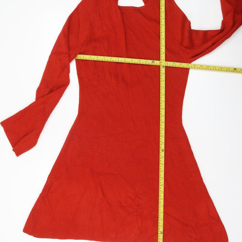 ASOS DESIGN Women’s Red A-Line Knit Mini Dress Size 18 Long Sleeve