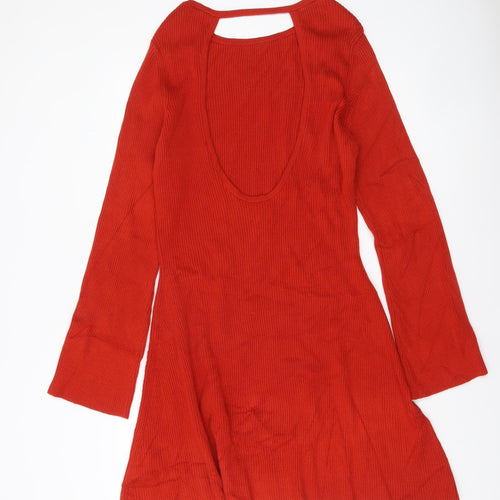 ASOS DESIGN Women’s Red A-Line Knit Mini Dress Size 18 Long Sleeve