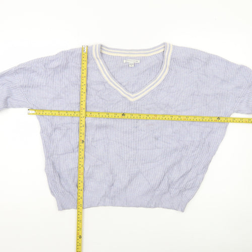 American Eagle Outfitters Women’s Purple V-Neck Knit Jumper M
