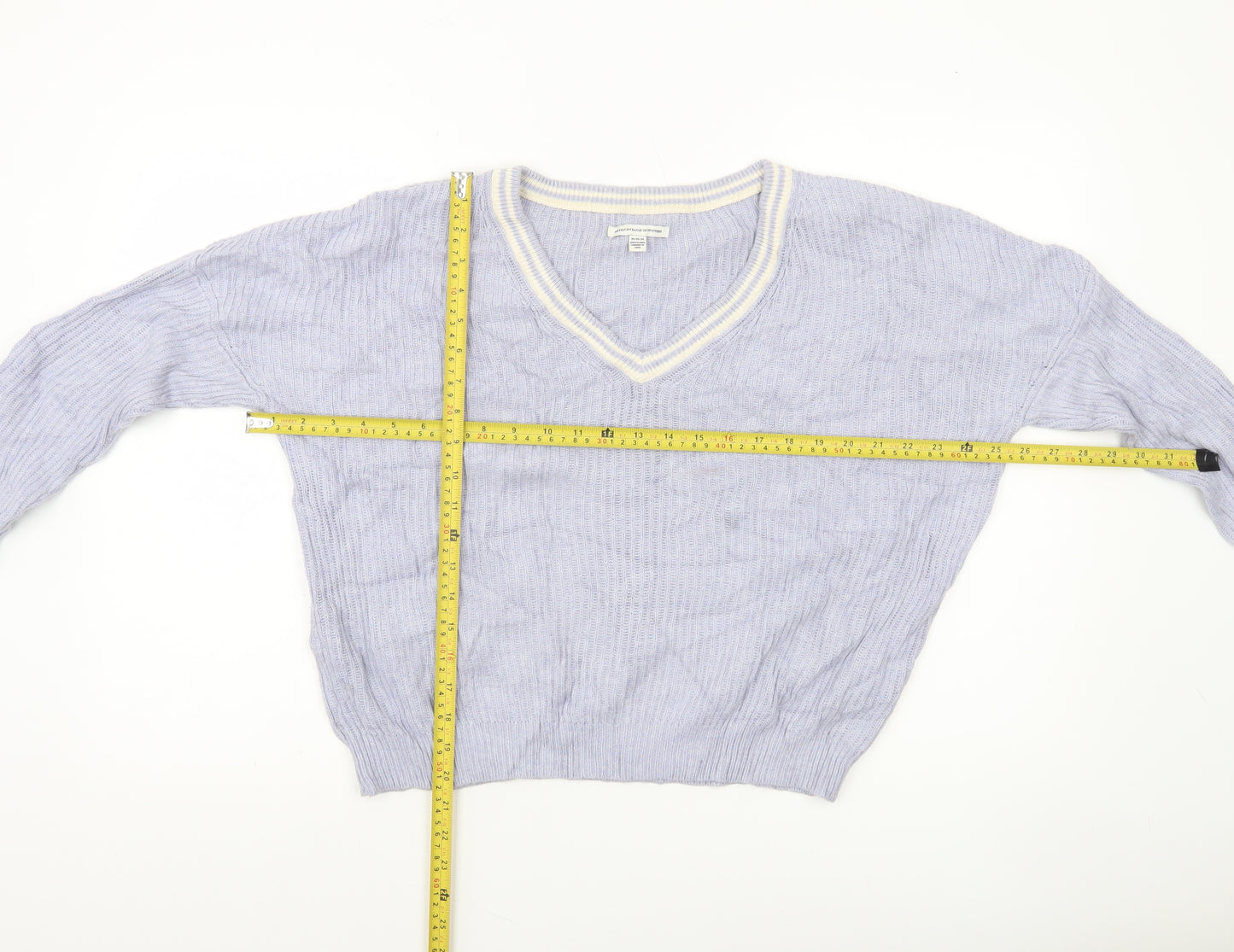 American Eagle Outfitters Women’s Purple V-Neck Knit Jumper M