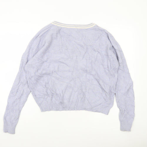 American Eagle Outfitters Women’s Purple V-Neck Knit Jumper M