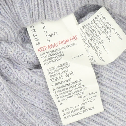 American Eagle Outfitters Women’s Purple V-Neck Knit Jumper M