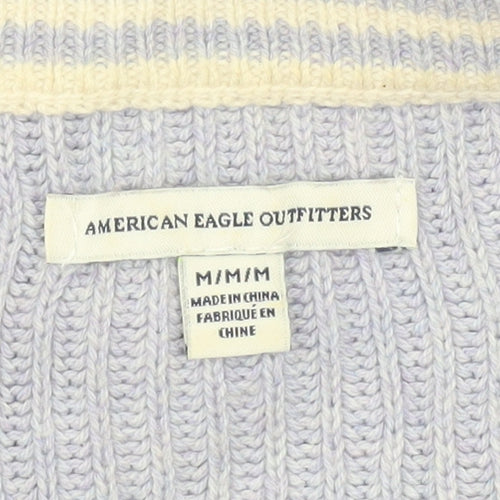 American Eagle Outfitters Women’s Purple V-Neck Knit Jumper M