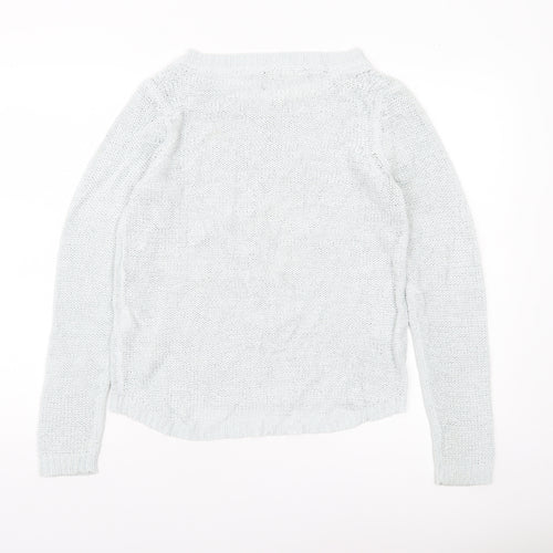 H&M Women’s White Knit Pullover Jumper Size S Casual Lightweight