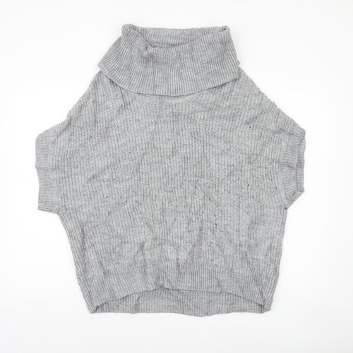 Phase Eight Women Grey Roll Neck Sleeveless Knit Jumper Size M