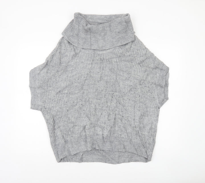 Phase Eight Women Grey Roll Neck Sleeveless Knit Jumper Size M