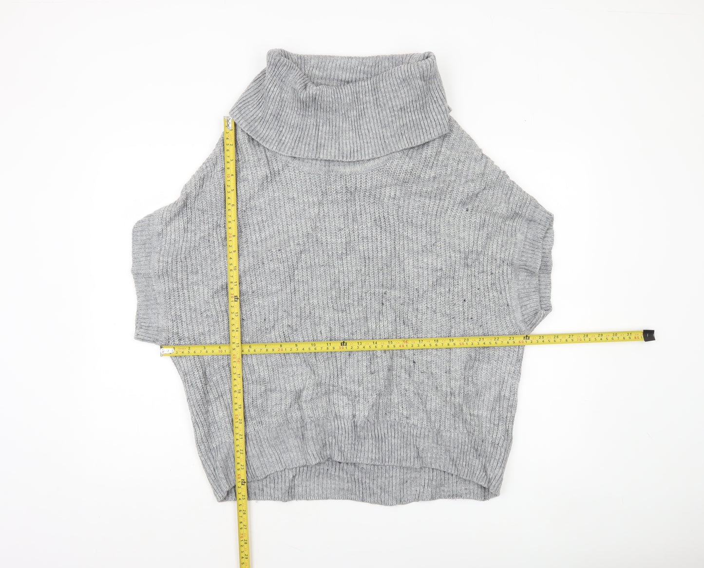Phase Eight Women Grey Roll Neck Sleeveless Knit Jumper Size M
