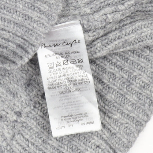 Phase Eight Women Grey Roll Neck Sleeveless Knit Jumper Size M