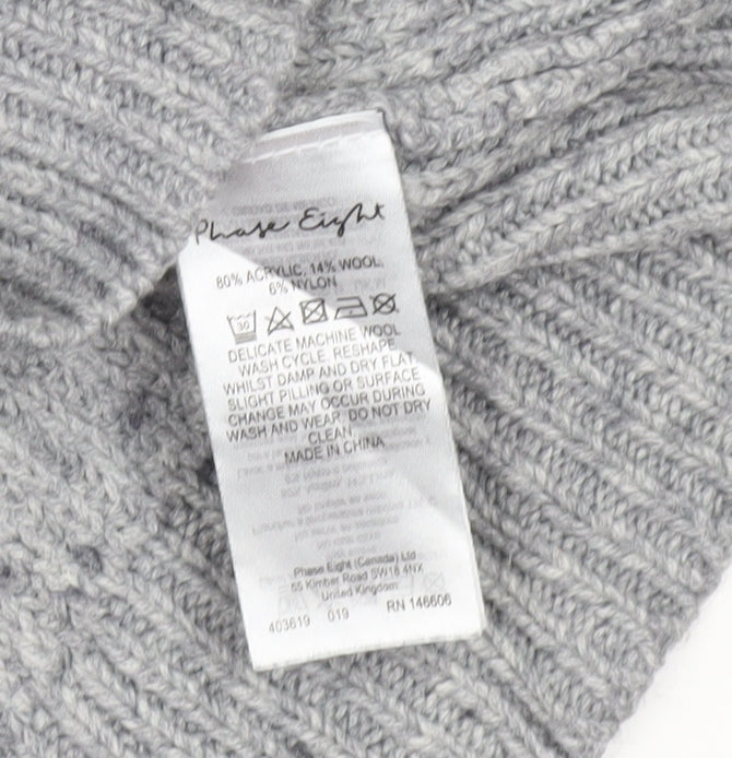 Phase Eight Women Grey Roll Neck Sleeveless Knit Jumper Size M