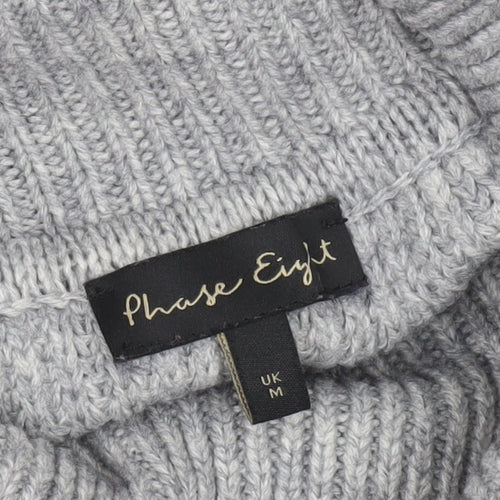 Phase Eight Women Grey Roll Neck Sleeveless Knit Jumper Size M