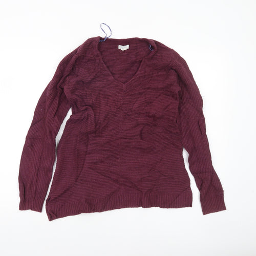 Fat Face Women's Purple V-Neck Long Sleeve Jumper Size 10
