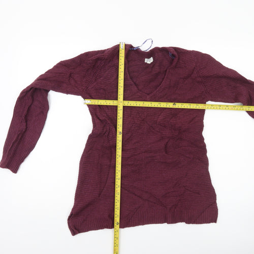 Fat Face Women's Purple V-Neck Long Sleeve Jumper Size 10