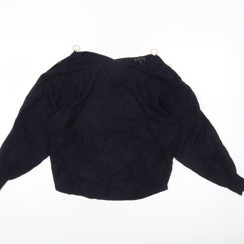 Phase Eight Womens Blue V-Neck Relaxed Fit Pullover Jumper Size S