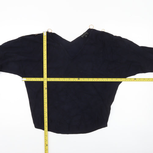 Phase Eight Womens Blue V-Neck Relaxed Fit Pullover Jumper Size S