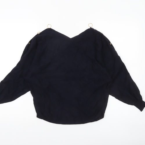 Phase Eight Womens Blue V-Neck Relaxed Fit Pullover Jumper Size S