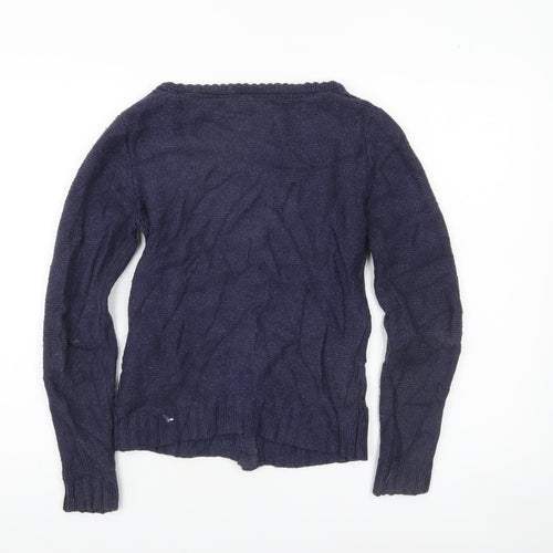 Fat Face Women's Blue Size 8 Open-Knit Cardigan Jumper